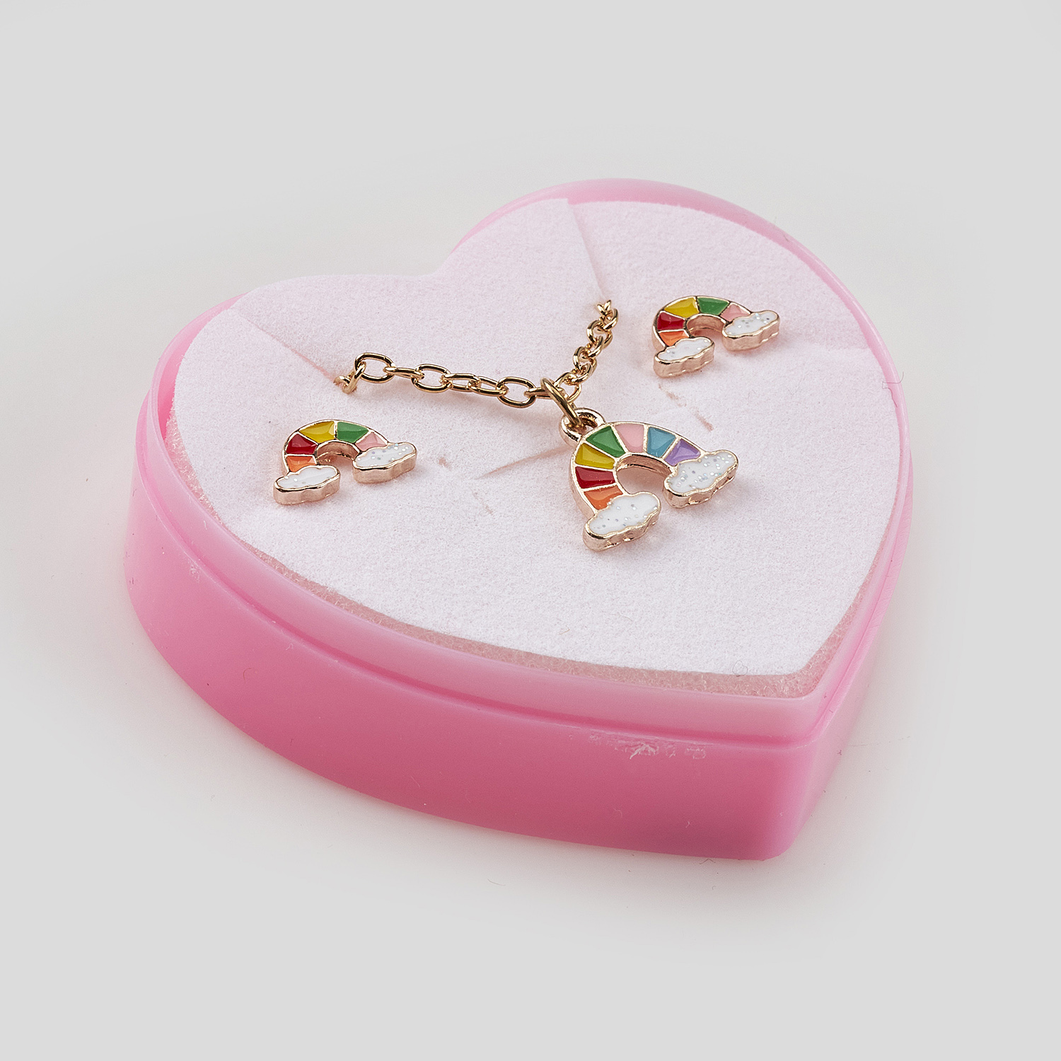 Sequoia Παιδικό Υποαλλεργικό Χάλκινο Set Σκουλαρίκι-Κολιέ Rainbow