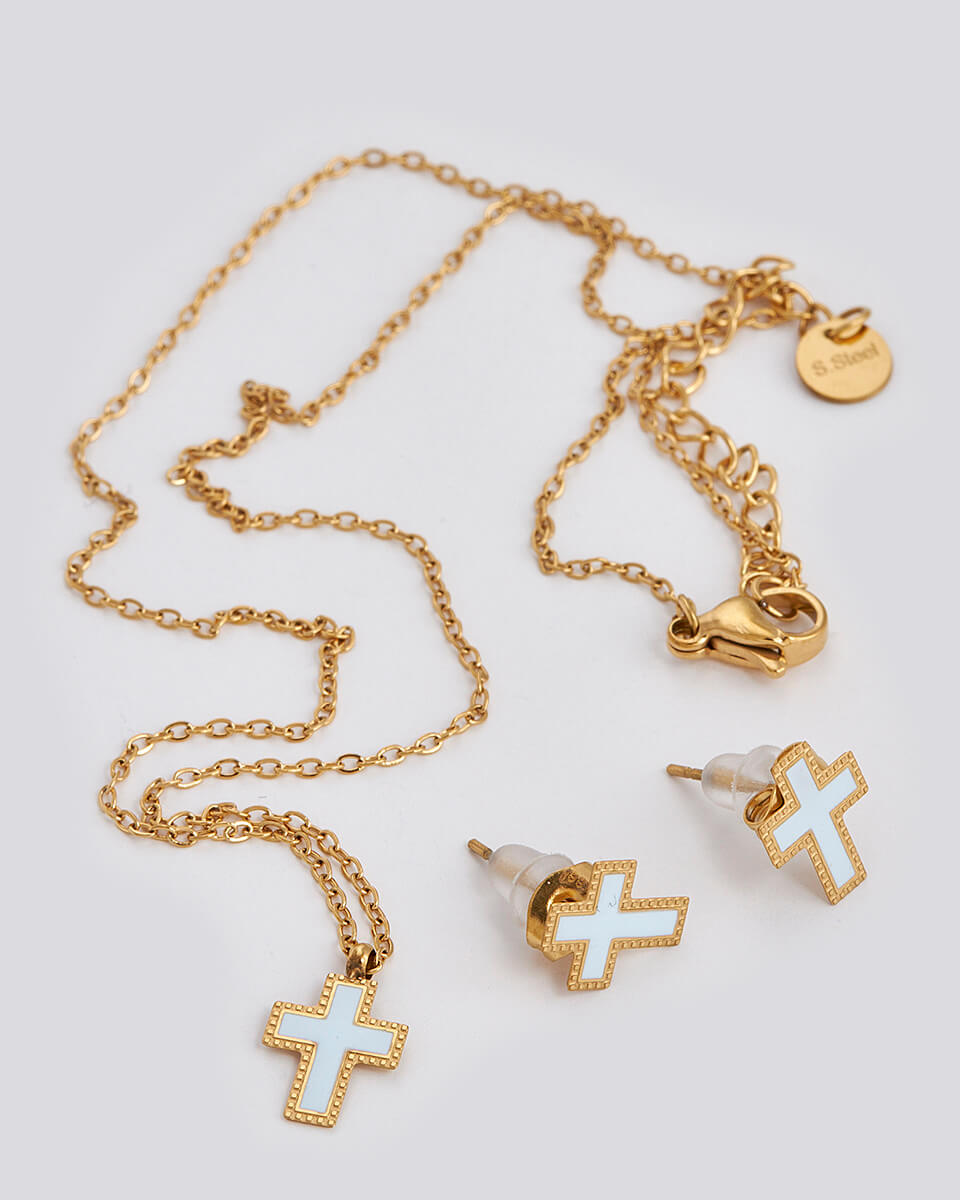 SEQUOIA ΑΤΣΑΛΙΝΟ ΠΑΙΔΙΚΟ ΣΕΤ ΣΚΟΥΛΑΡΙΚΙΑ / ΚΟΛΙΕ / ΚΟΛΙΕ  ΛΕΥΚΟ ΣΤΑΥΡΟ