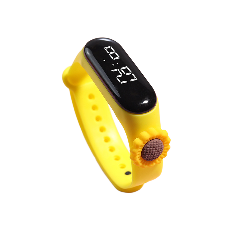 Παιδικό Αδιάβροχο Ρολόι με οθόνη Led και 3D sun flower AG-021 κίτρινο