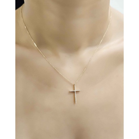 Sequoia Σταυρός Silver 925 με πέτρες SXY00174 Χρυσό