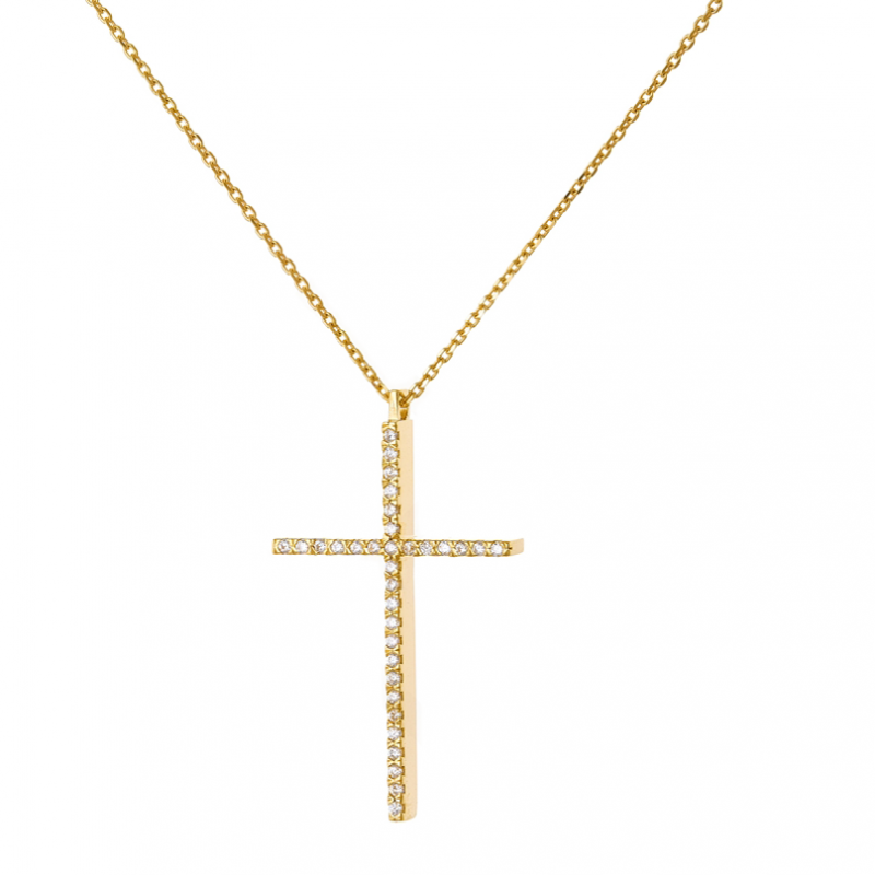 Sequoia Σταυρός Silver 925 με πέτρες SXY00174 Χρυσό