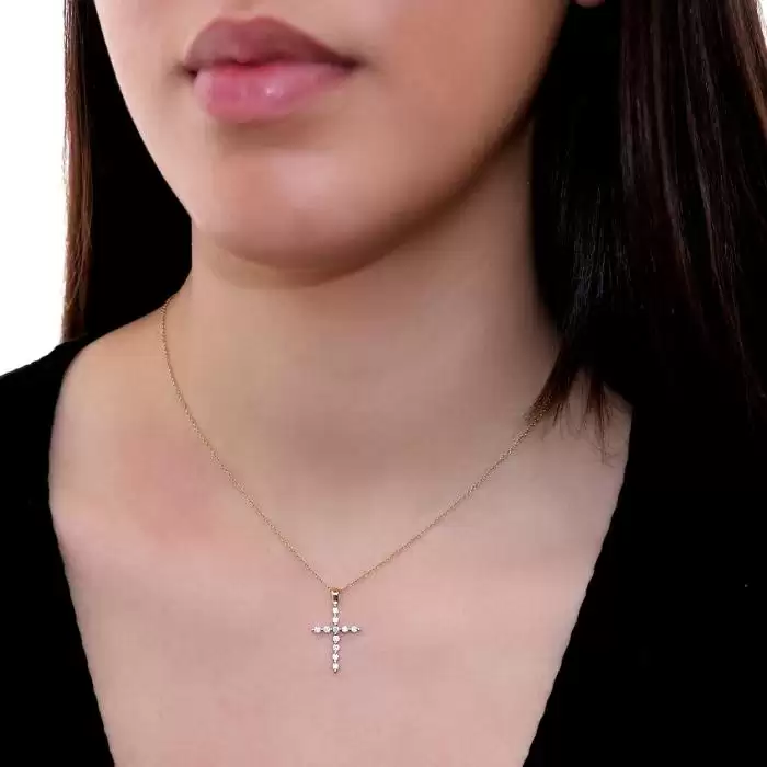 Sequoia Σταυρός Silver 925 με πέτρες SXY001781 Χρυσό