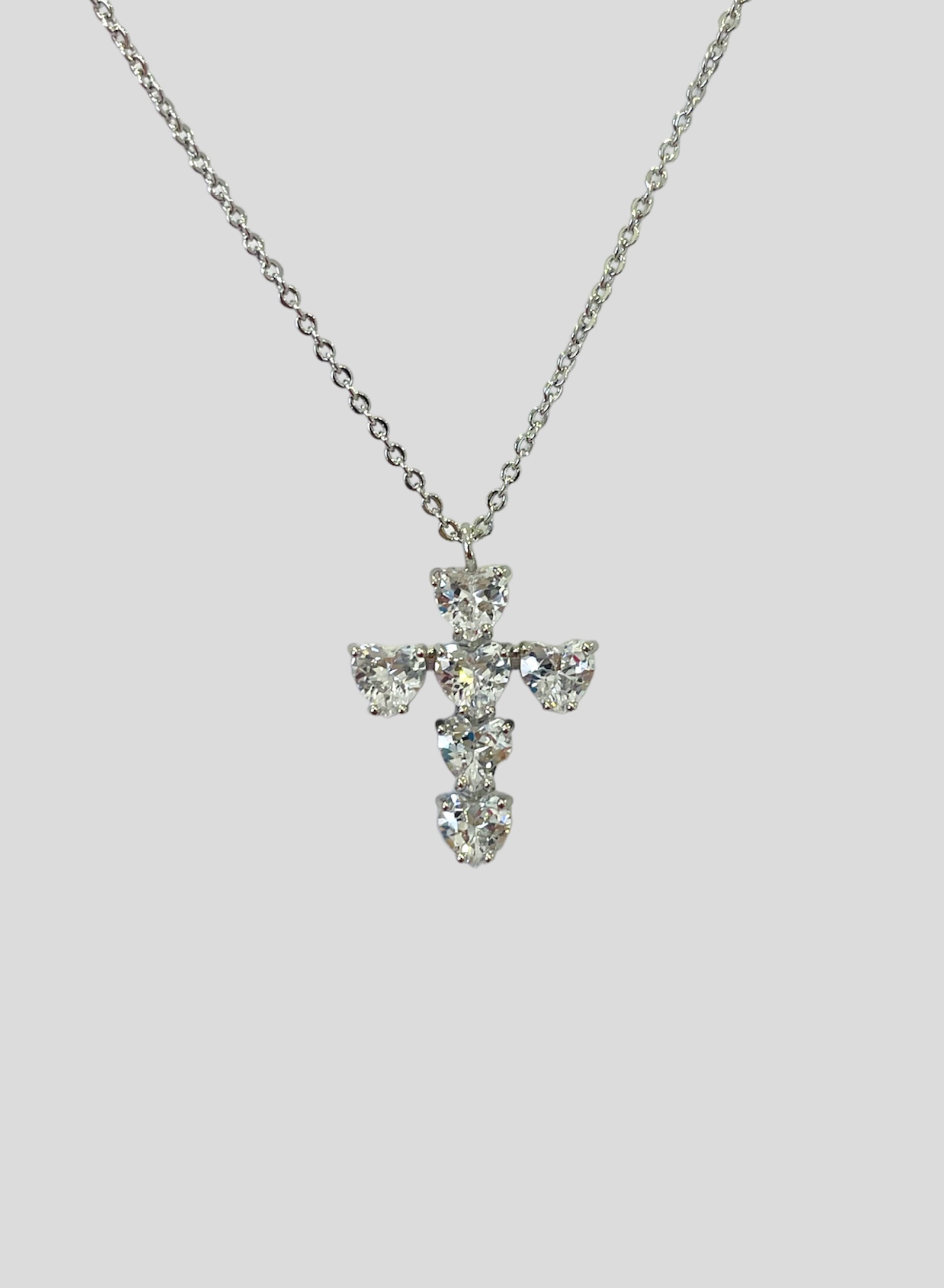 Sequoia Σταυρός Silver 925 με πέτρες σε σχήμα καρδιάς SXY001823 Ασημί