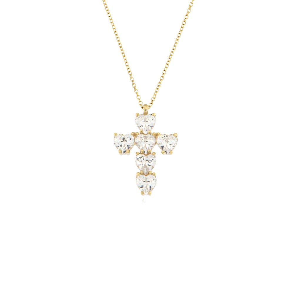 Sequoia Σταυρός Silver 925 με πέτρες σε σχήμα καρδιάς SXY001823 Χρυσό Sequoia Σταυρός Silver 925 με πέτρες σε σχήμα καρδιάς SXY001823 Χρυσό