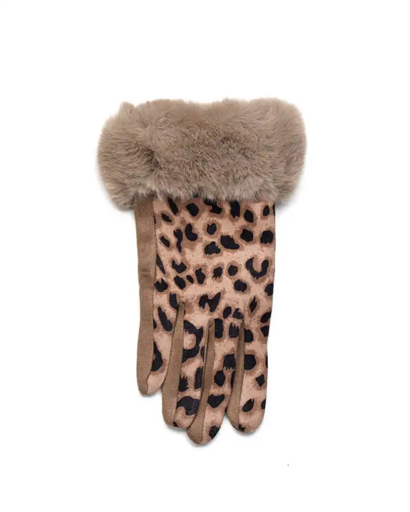 Sequoia Γυναικεία Γάντια με Λεοπάρ 02-1002 Πούρου