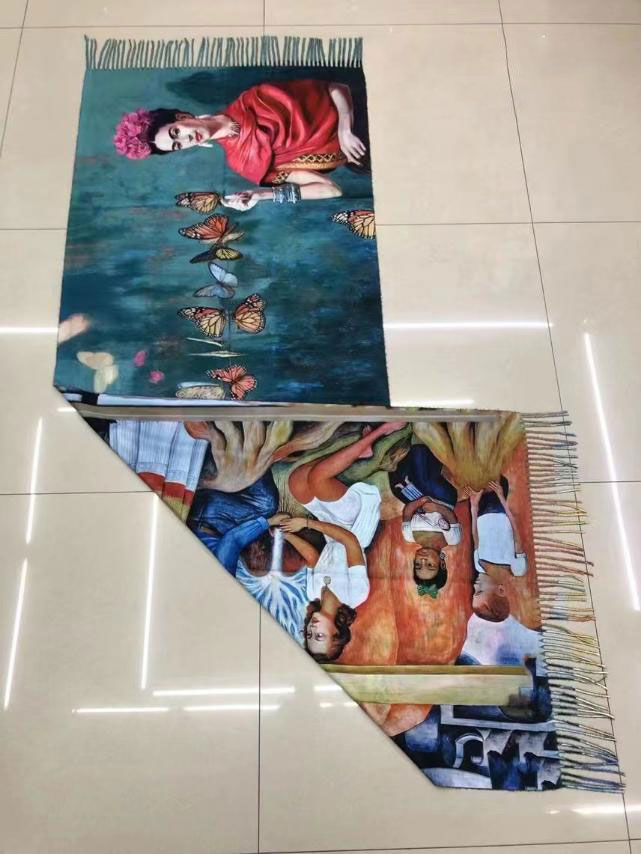 Sequoia Γυναικεία Πασμίνα Διπλής Όψης Vincent van Gogh Αναπαραγωγή Ίριδες