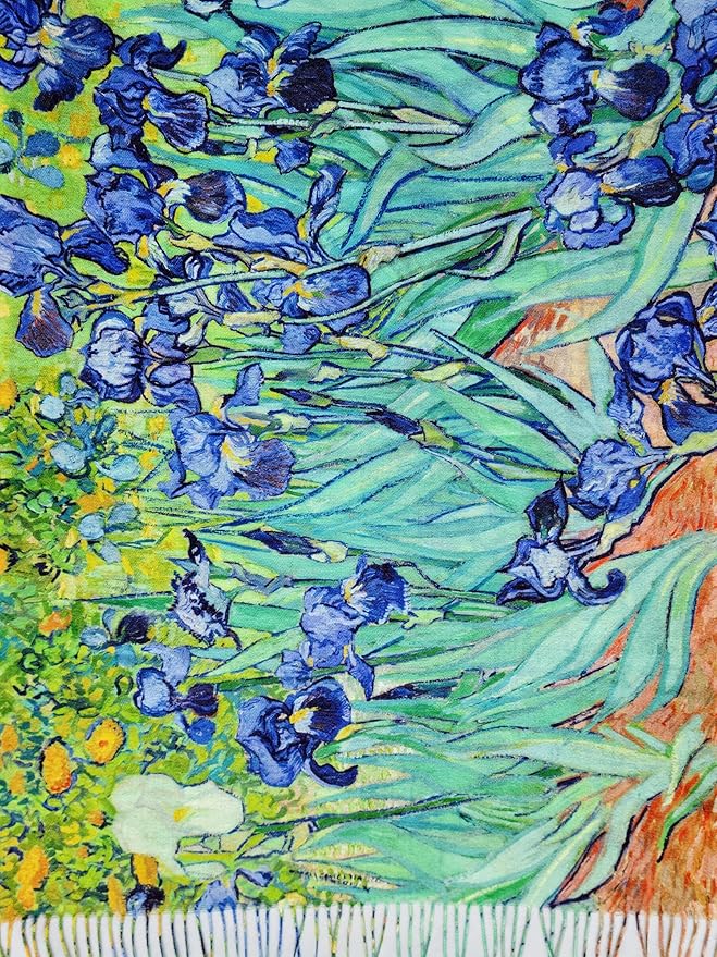 Sequoia Γυναικεία Πασμίνα Διπλής Όψης Vincent van Gogh Αναπαραγωγή Ίριδες