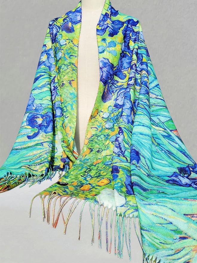 Sequoia Γυναικεία Πασμίνα Διπλής Όψης Vincent van Gogh Αναπαραγωγή Ίριδες