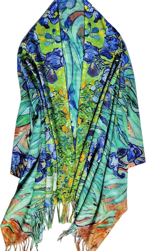 Sequoia Γυναικεία Πασμίνα Διπλής Όψης Vincent van Gogh Αναπαραγωγή Ίριδες