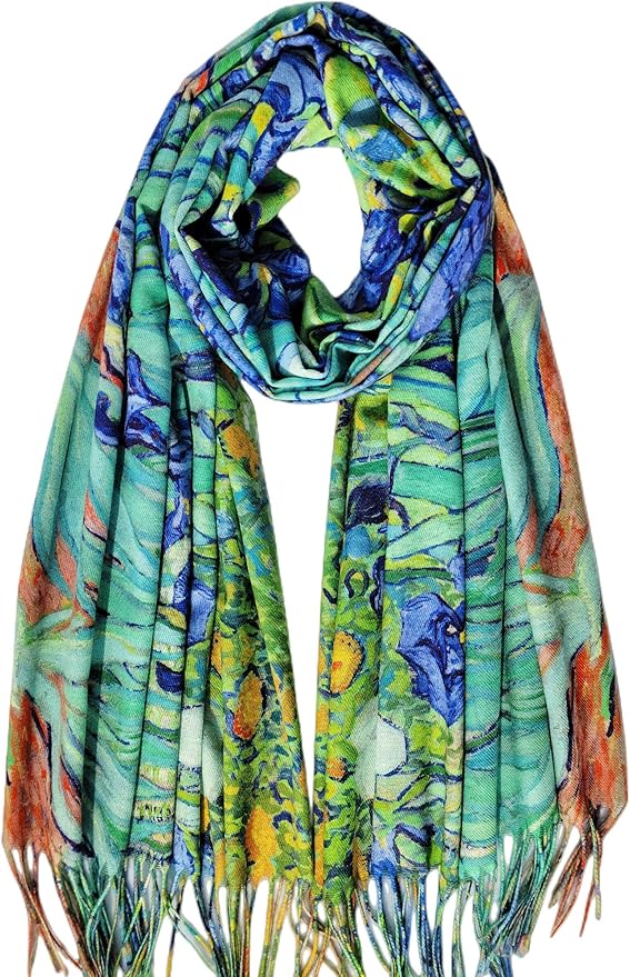 Sequoia Γυναικεία Πασμίνα Διπλής Όψης Vincent van Gogh Αναπαραγωγή Ίριδες