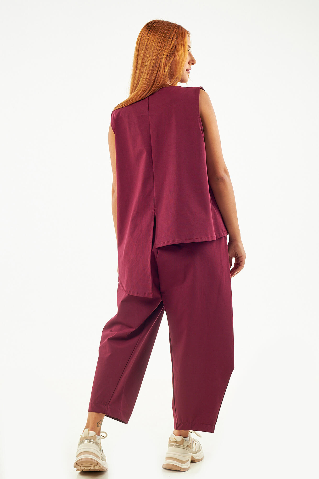 Sequoia Μοντέρνο Γυναικείο Oversize Σετ Ασύμμετρη Αμάνικη Μπλούζα με Παντελόνι 33-41096 Μπορντό Sequoia Μοντέρνο Γυναικείο Oversize Σετ Ασύμμετρη Αμάνικη Μπλούζα με Παντελόνι 33-41096 Μπορντό