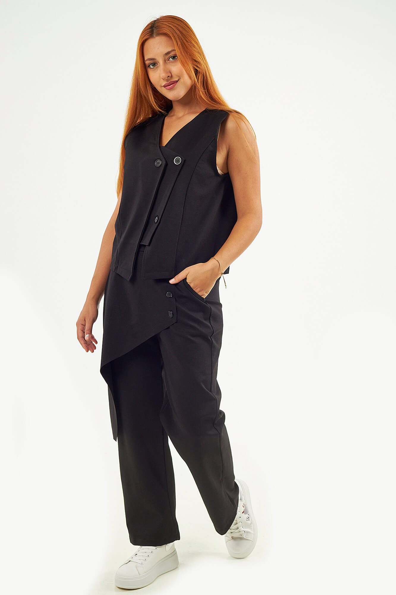 Sequoia Μοντέρνο Γυναικείο Oversize Σετ Γιλέκο με Παντελόνι 33-41378 Μαύρο Sequoia Μοντέρνο Γυναικείο Oversize Σετ Γιλέκο με Παντελόνι 33-41378 Μαύρο