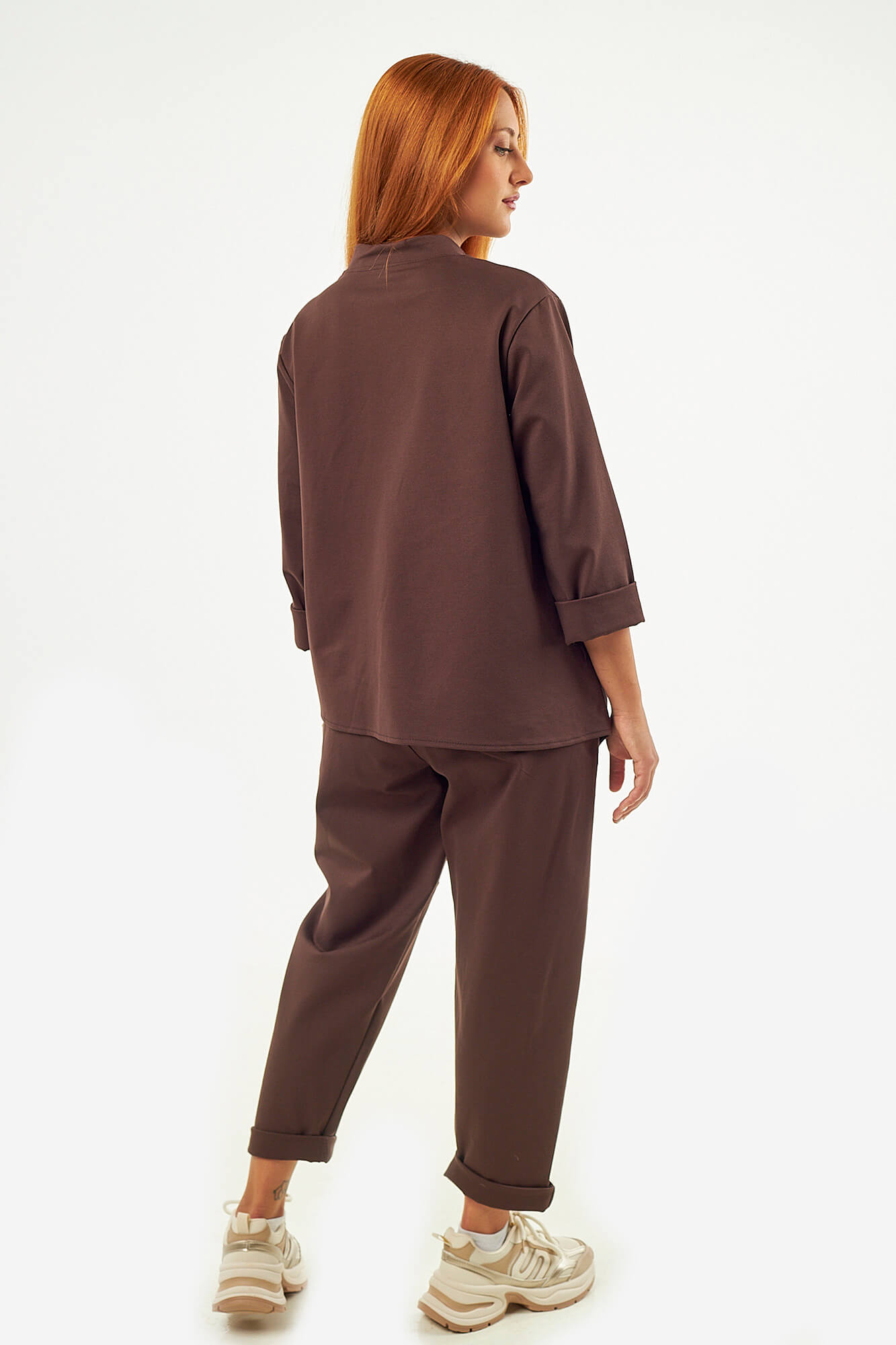 Sequoia Μοντέρνο Γυναικείο Oversize Σετ Γιλέκο με Παντελόνι 33-41426 Μπεζ