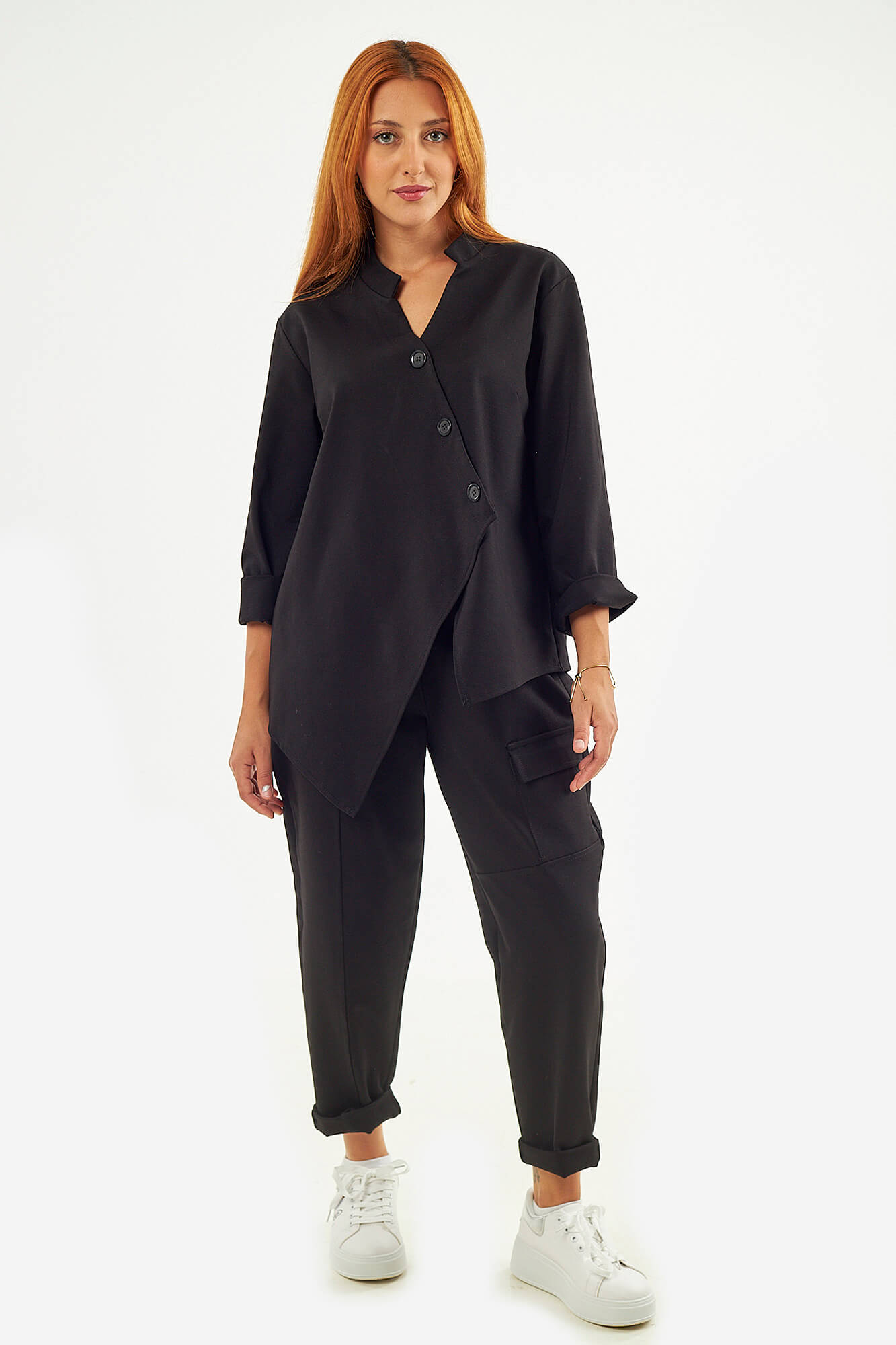 Sequoia Μοντέρνο Γυναικείο Oversize Σετ Γιλέκο με Παντελόνι 33-41426 Μπεζ