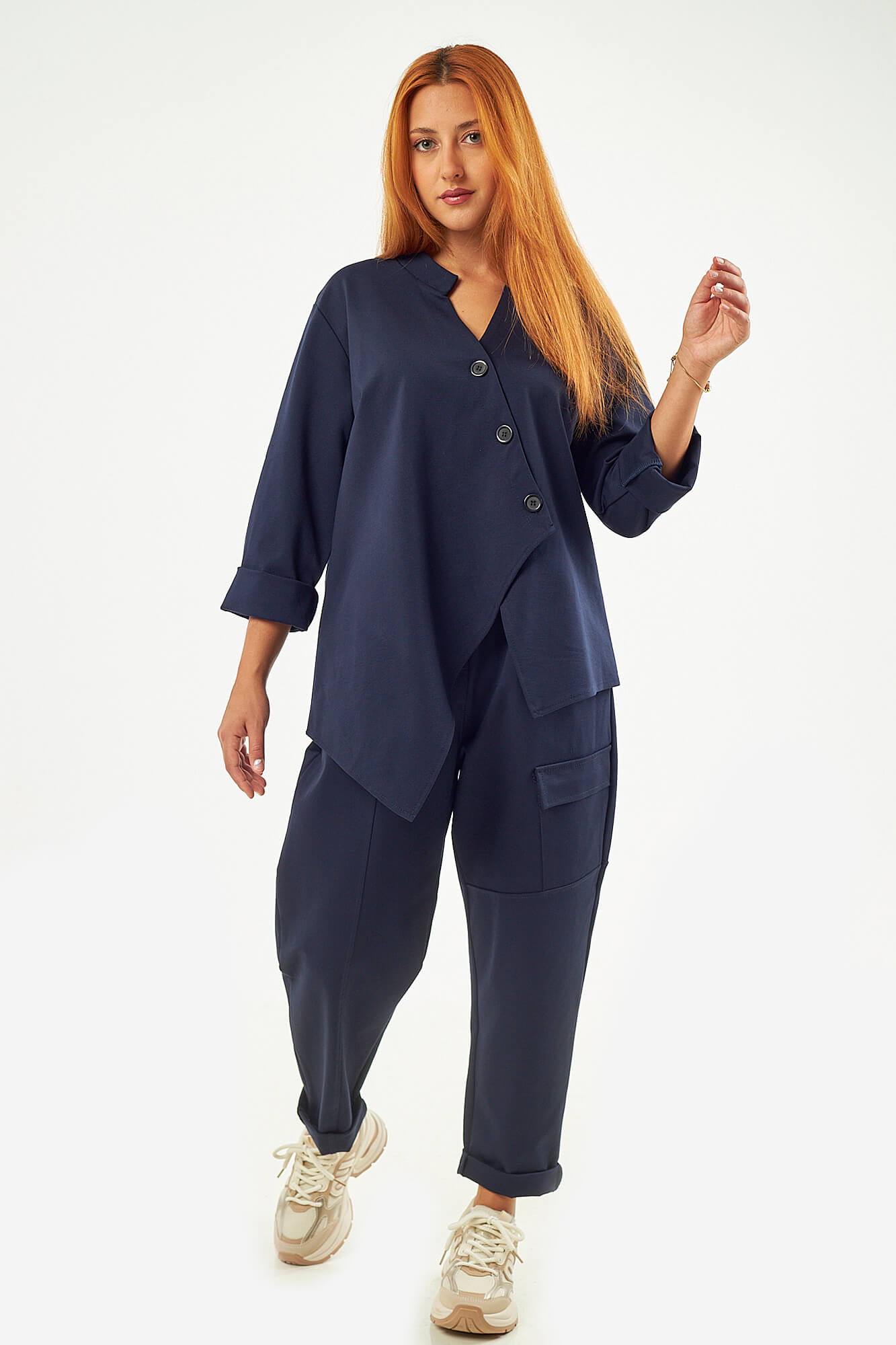 Sequoia Μοντέρνο Γυναικείο Oversize Σετ Γιλέκο με Παντελόνι 33-41426 Μπεζ