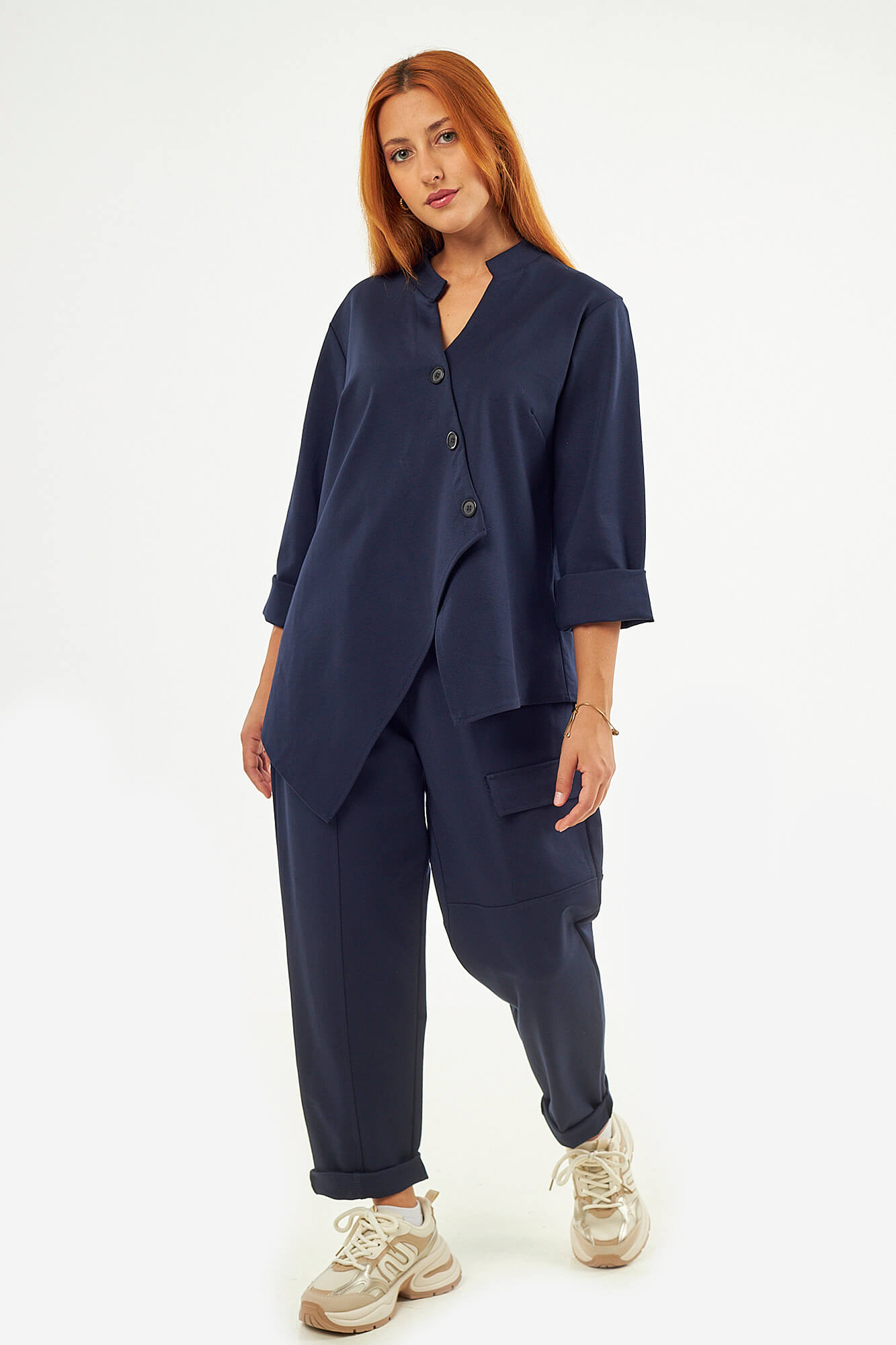 Sequoia Μοντέρνο Γυναικείο Oversize Σετ Γιλέκο με Παντελόνι 33-41426 Μπλε