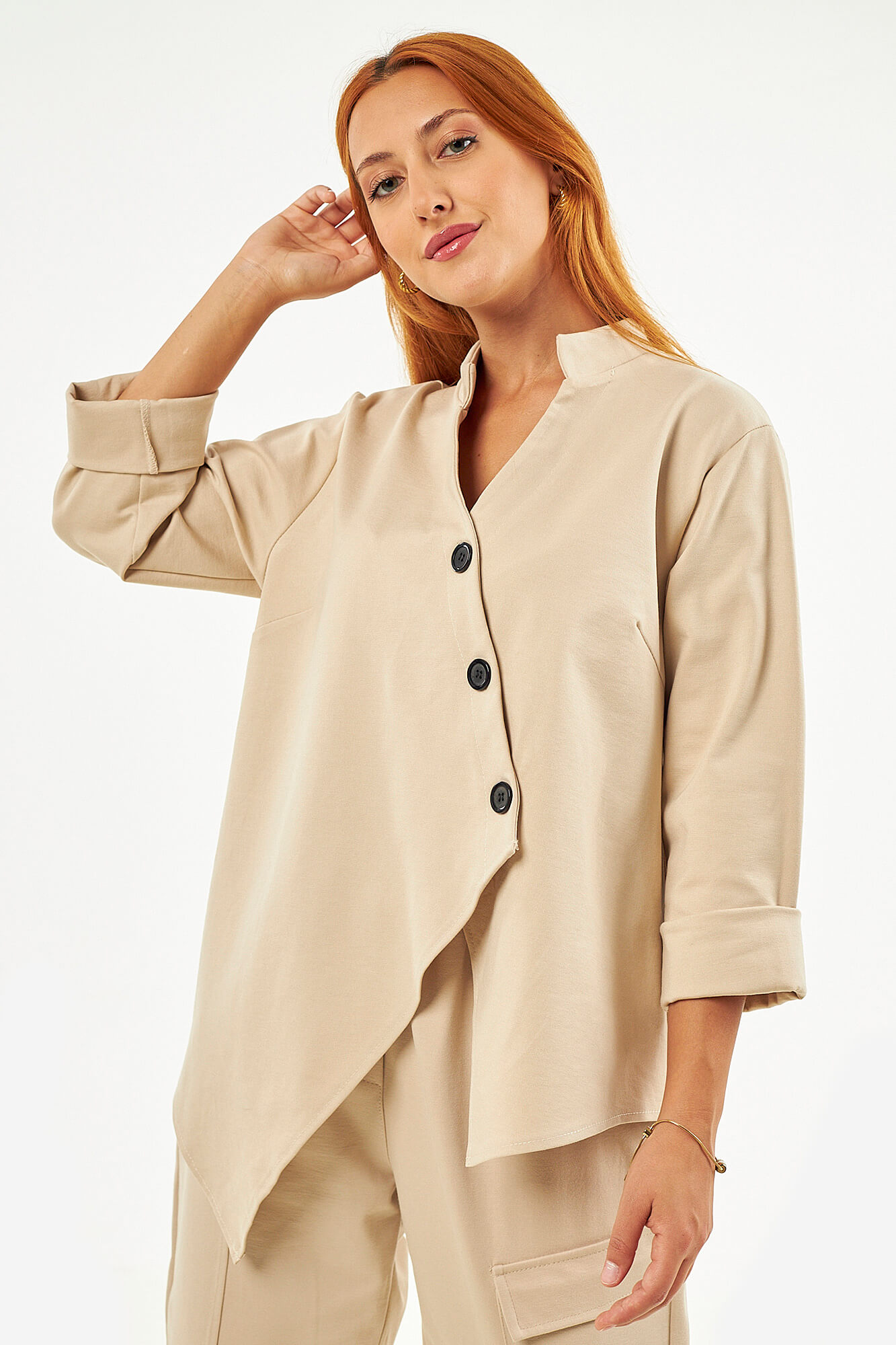 Sequoia Μοντέρνο Γυναικείο Oversize Σετ Γιλέκο με Παντελόνι 33-41426 Μπεζ Sequoia Μοντέρνο Γυναικείο Oversize Σετ Γιλέκο με Παντελόνι 33-41426 Μπεζ