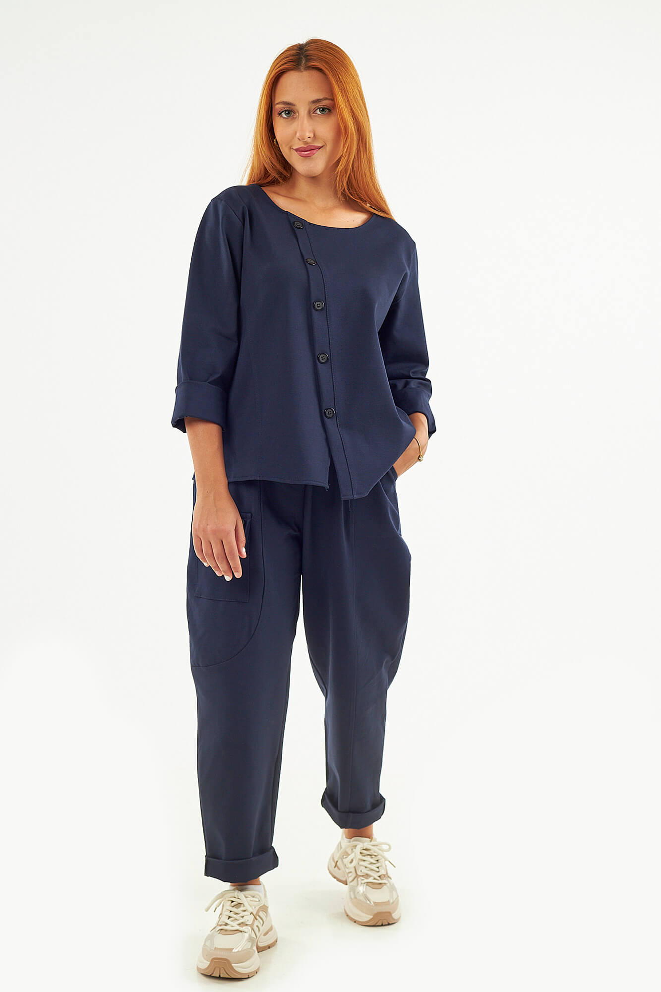 Sequoia Μοντέρνο Γυναικείο Oversize Σετ Μπλούζα με Παντελόνι 33-41435 Μπεζ