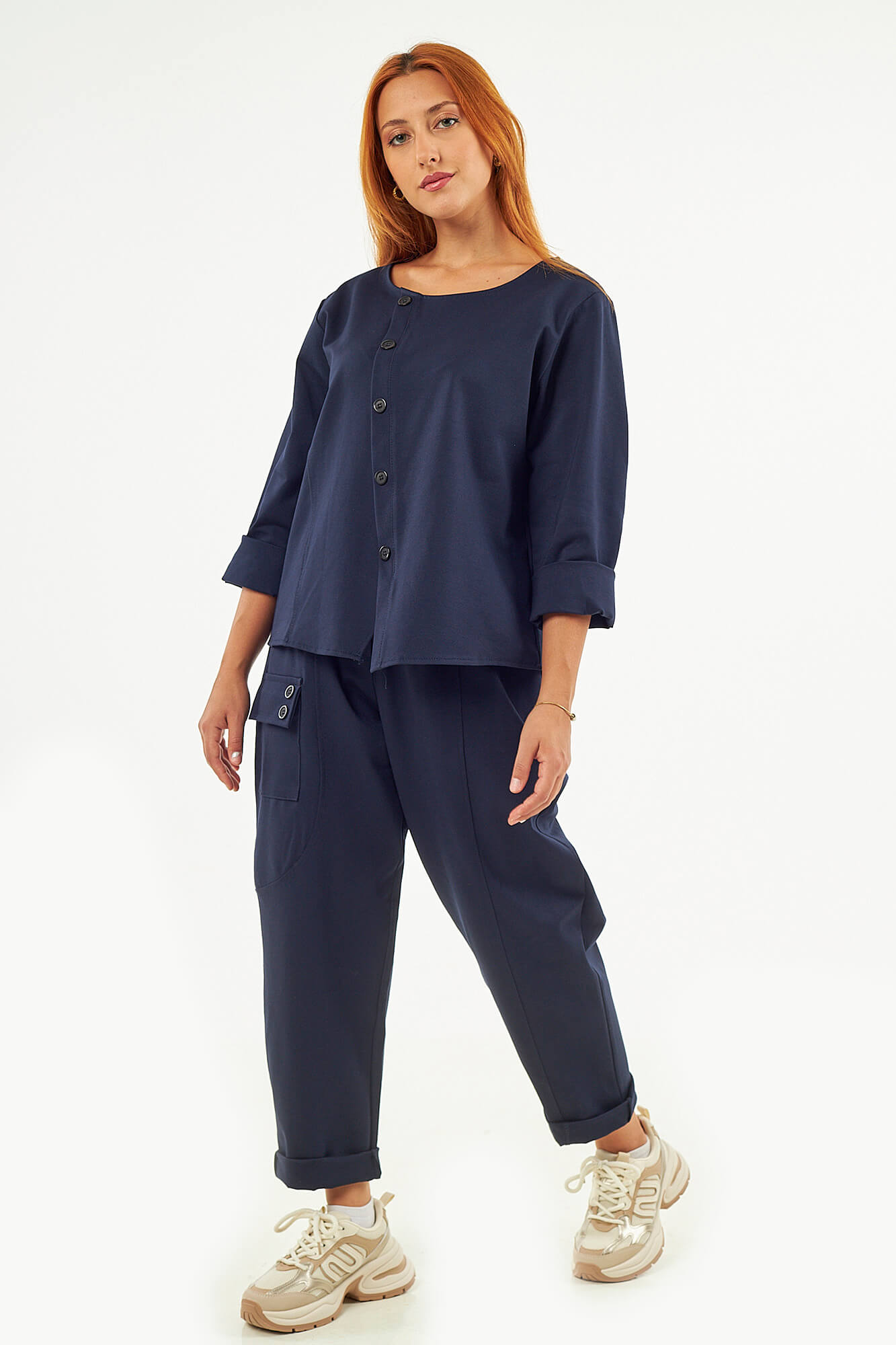 Sequoia Μοντέρνο Γυναικείο Oversize Σετ Μπλούζα με Παντελόνι 33-41435 Μπεζ