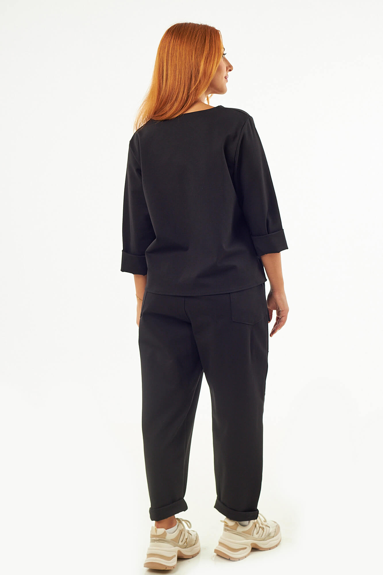 Sequoia Μοντέρνο Γυναικείο Oversize Σετ Μπλούζα με Παντελόνι 33-41435 Μαύρο