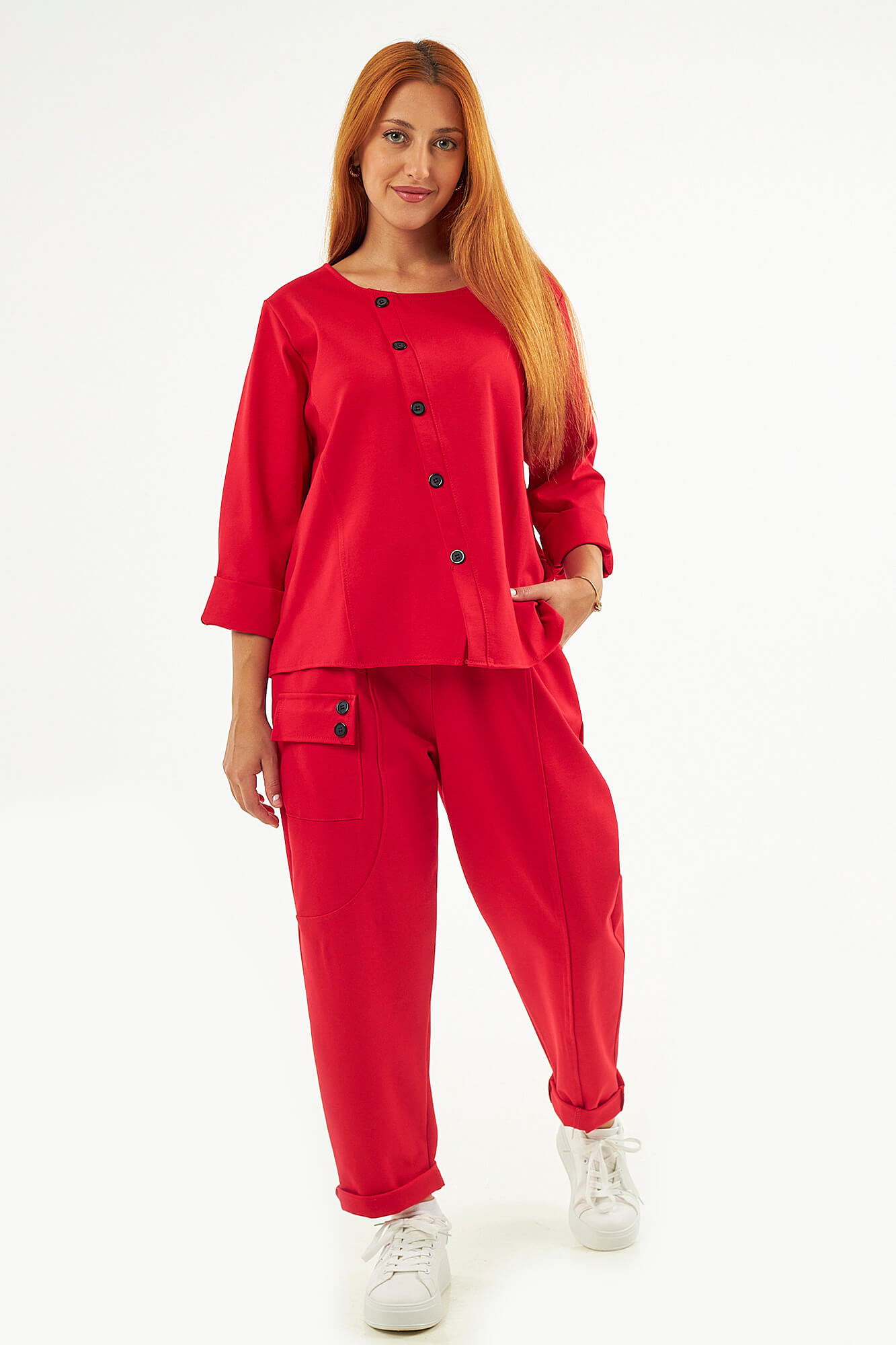 Sequoia Μοντέρνο Γυναικείο Oversize Σετ Μπλούζα με Παντελόνι 33-41435 Μπεζ