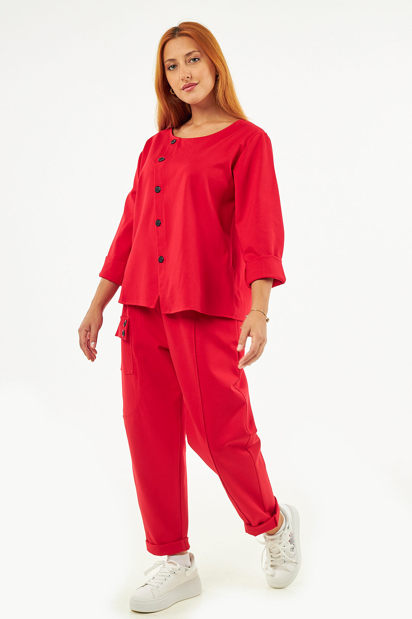 Sequoia Μοντέρνο Γυναικείο Oversize Σετ Μπλούζα με Παντελόνι 33-41435 Μπεζ