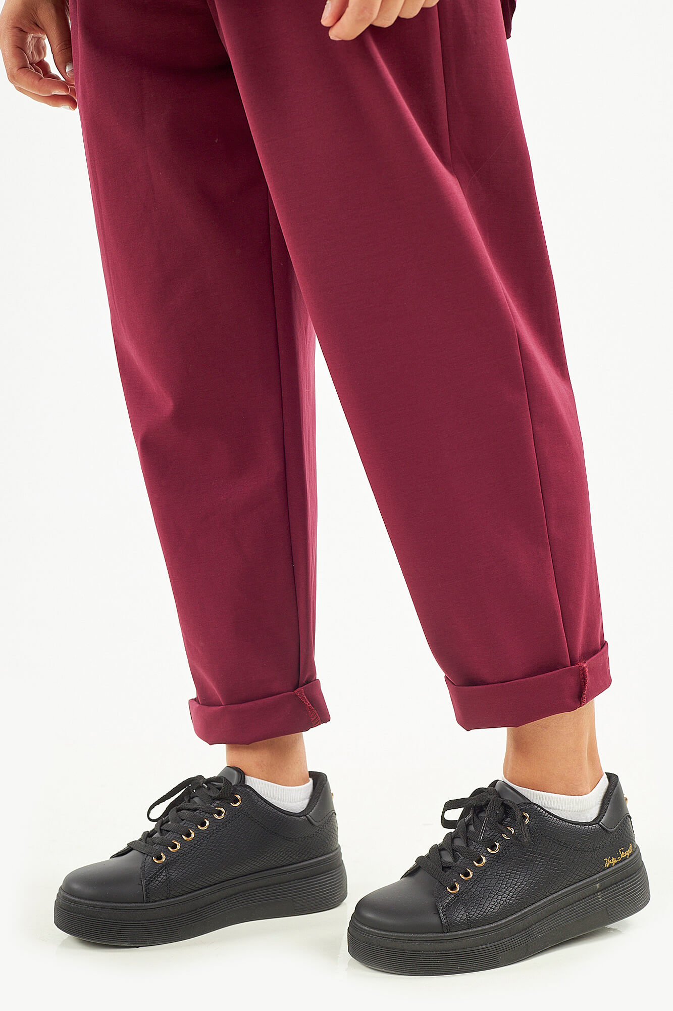 Sequoia Μοντέρνο Γυναικείο Oversize Σετ Μπλούζα με αποσπώμενη καρφίτσα και Παντελόνι 33-41645 Μπορντό