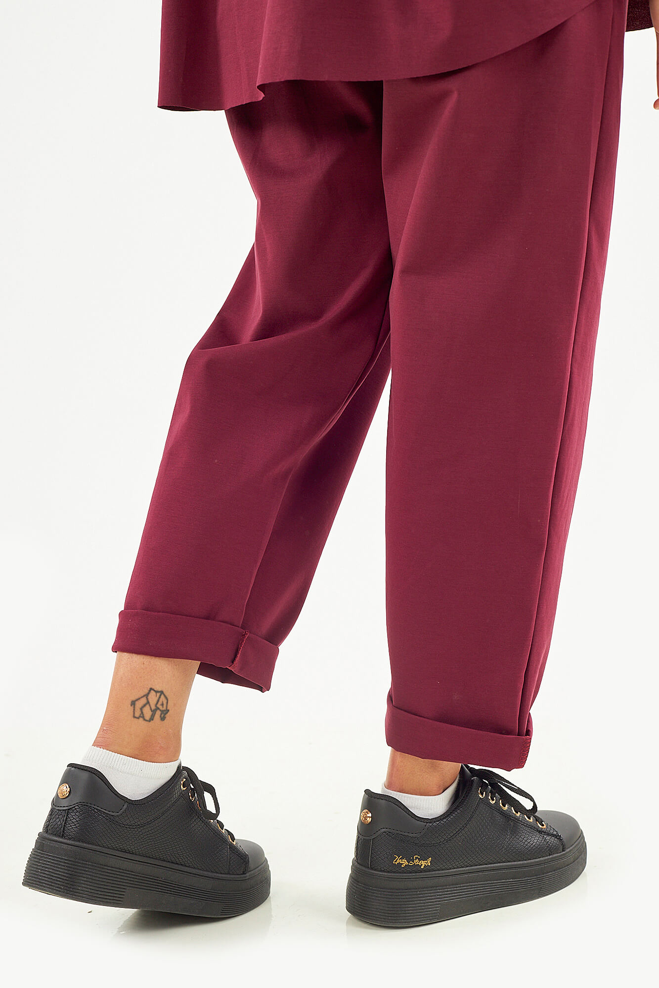 Sequoia Μοντέρνο Γυναικείο Oversize Σετ Μπλούζα με αποσπώμενη καρφίτσα και Παντελόνι 33-41645 Μπορντό