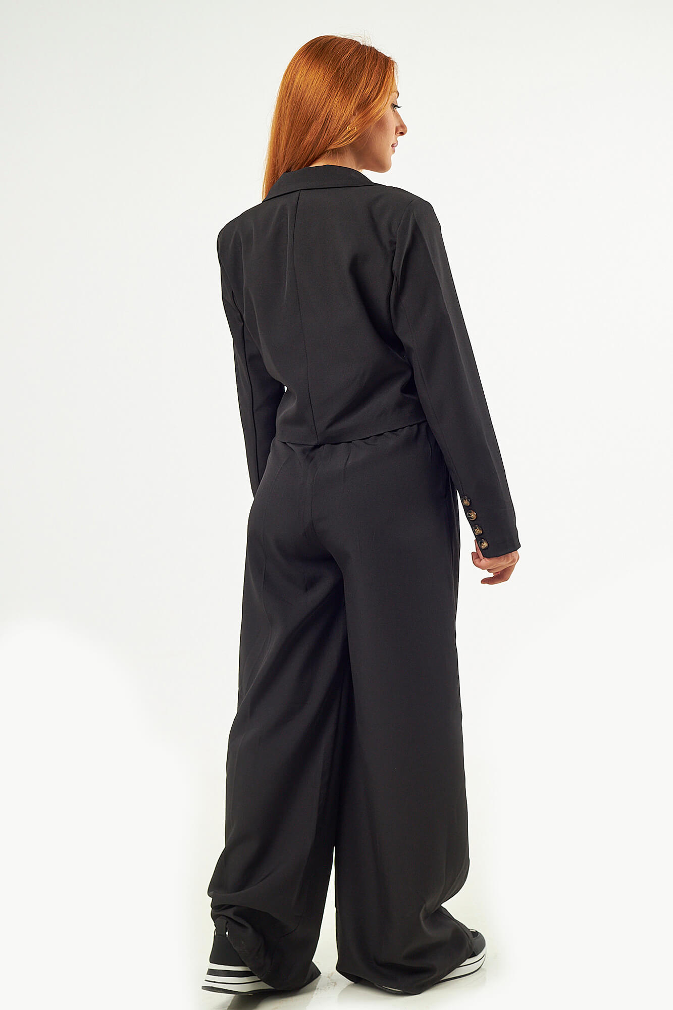 Sequoia Μοντέρνο Γυναικείο Oversize Σετ Σακάκι με Παντελόνι 33-50992 Μαύρο