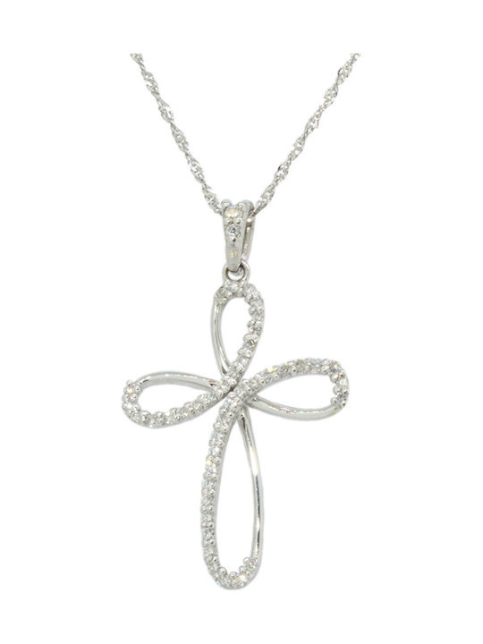 Sequoia Σταυρός Silver 925 με πέτρες σε σχήμα καρδιάς SXY001790 Ασημί