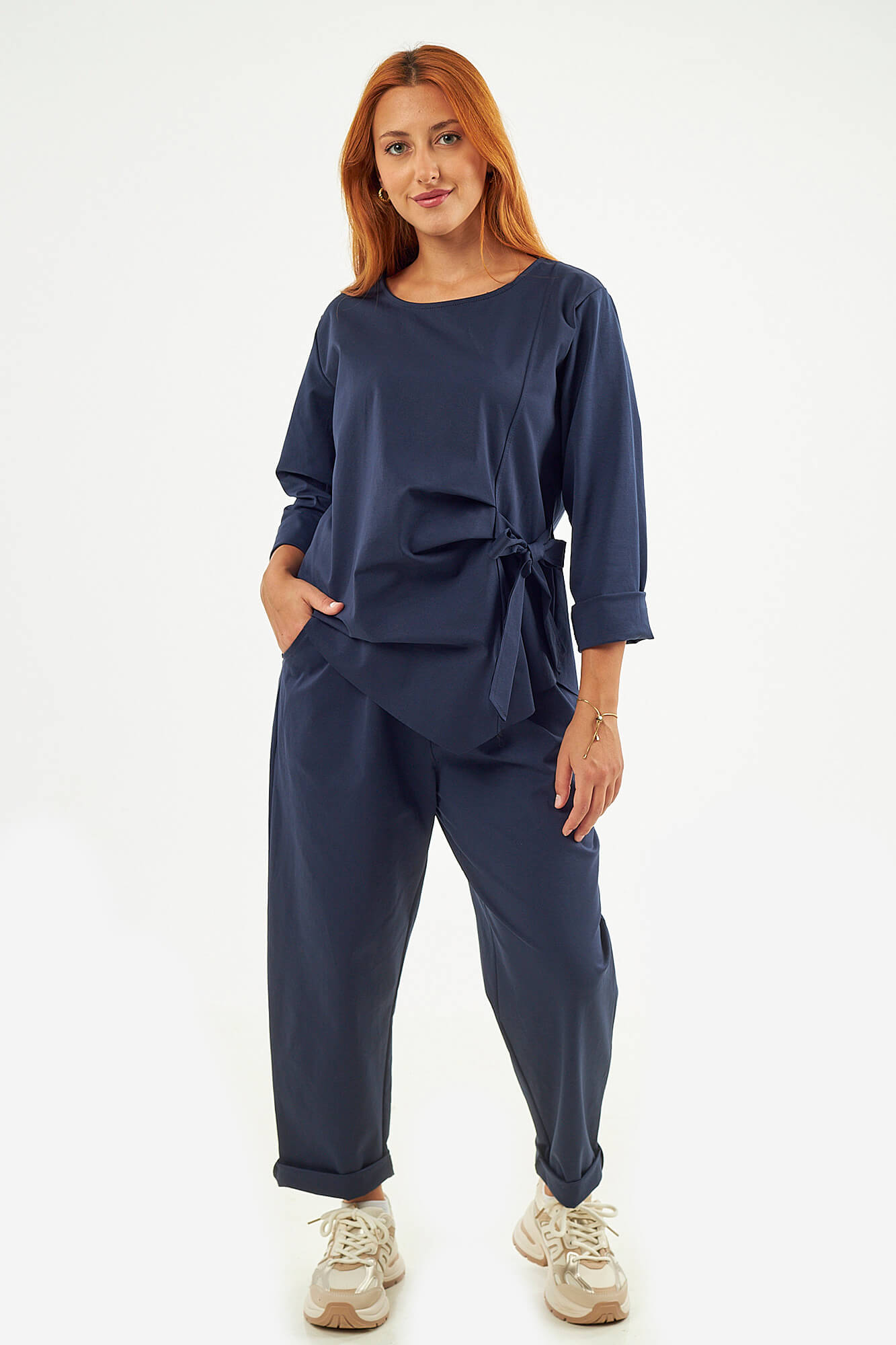 Sequoia Σύγχρονο Γυναικείο Oversize Σετ με Δέσιμο  33-9958 Μπλε