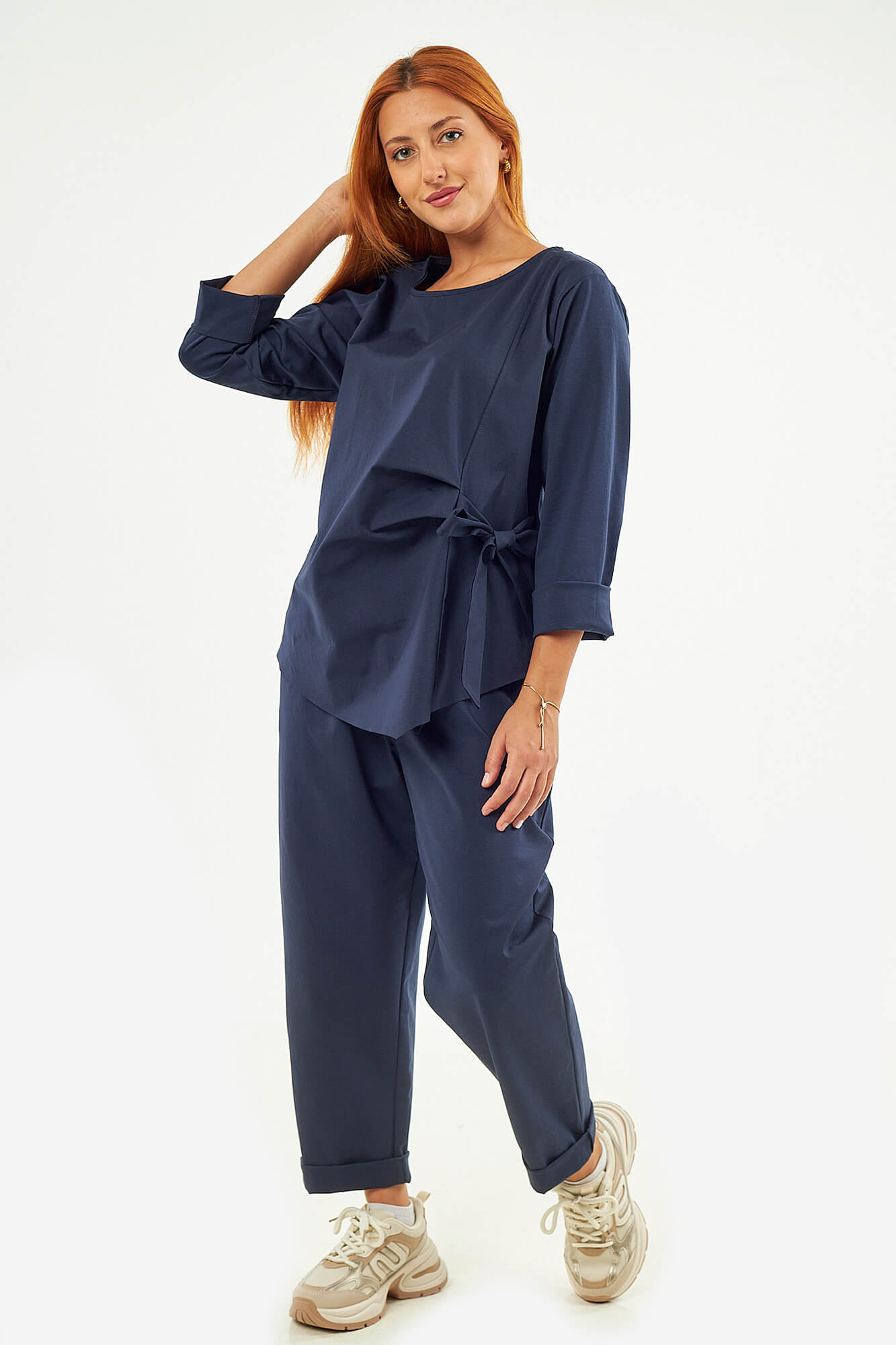 Sequoia Σύγχρονο Γυναικείο Oversize Σετ με Δέσιμο  33-9958 Μπλε