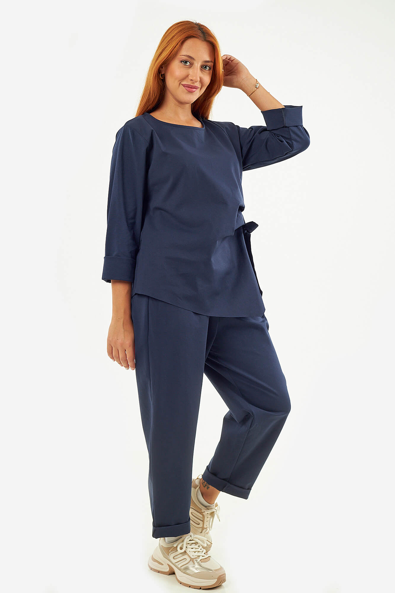 Sequoia Σύγχρονο Γυναικείο Oversize Σετ με Δέσιμο  33-9958 Μπλε