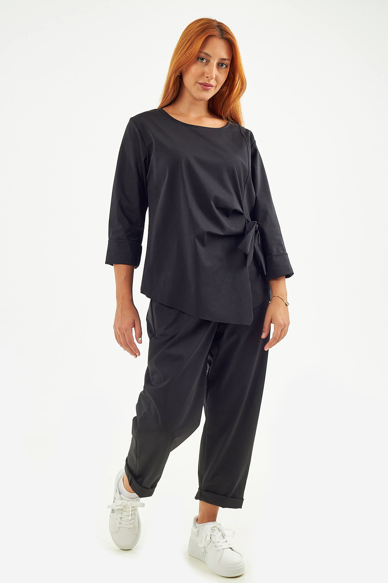 Sequoia Σύγχρονο Γυναικείο Oversize Σετ με Δέσιμο  33-9958 Μαύρο