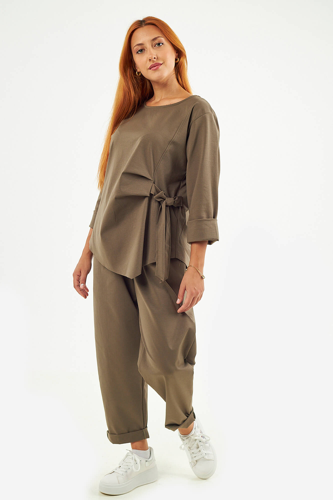 Sequoia Σύγχρονο Γυναικείο Oversize Σετ με Δέσιμο 33-9958 Πούρου