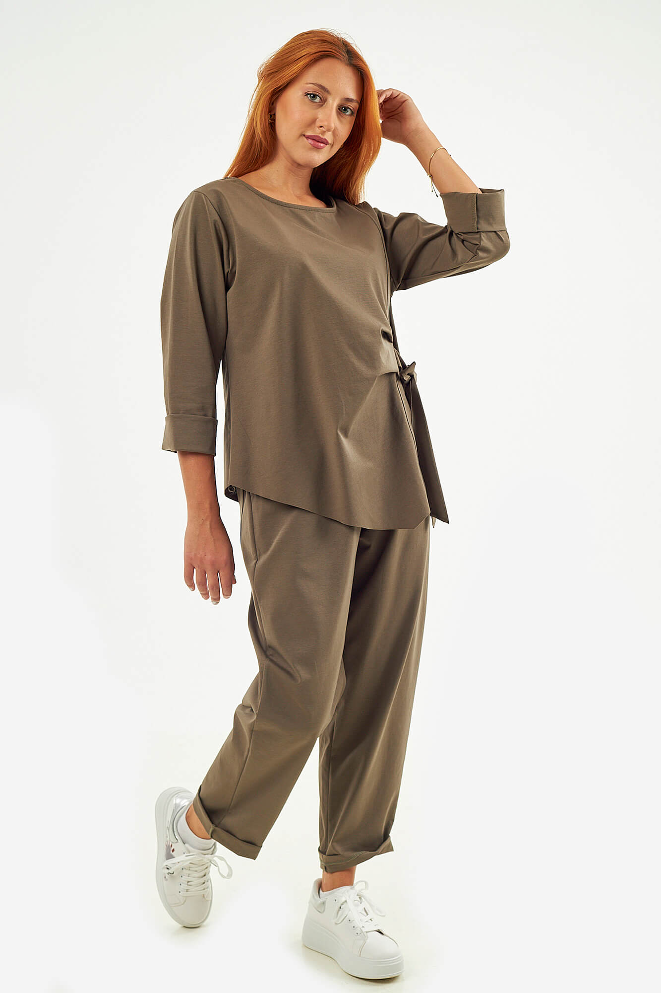 Sequoia Σύγχρονο Γυναικείο Oversize Σετ με Δέσιμο  33-9958 Πούρου