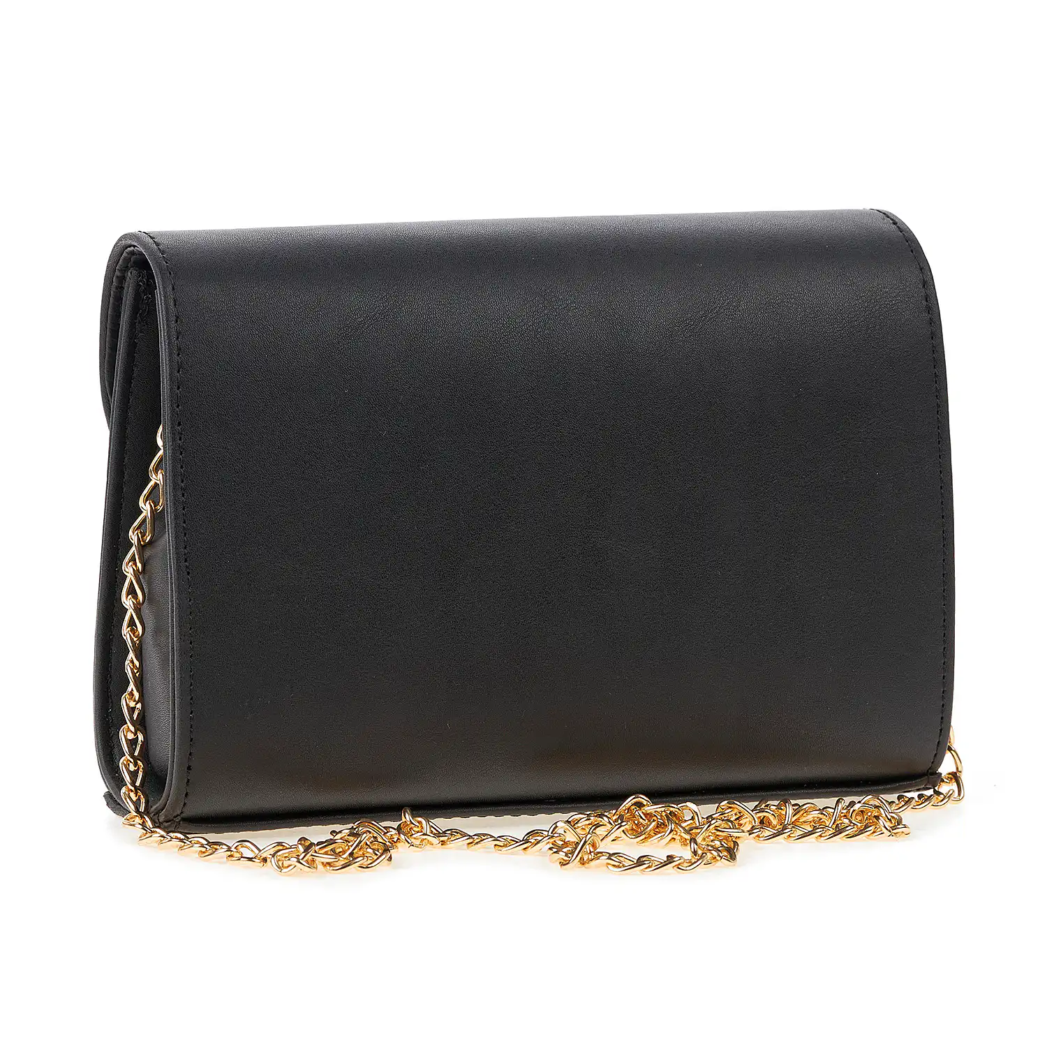 Sequoia Γυναικεία Τσάντα Χιαστί με Ανάγλυφο Μοτίβο και Χρυσή Αλυσίδα V-112PU Μαύρο