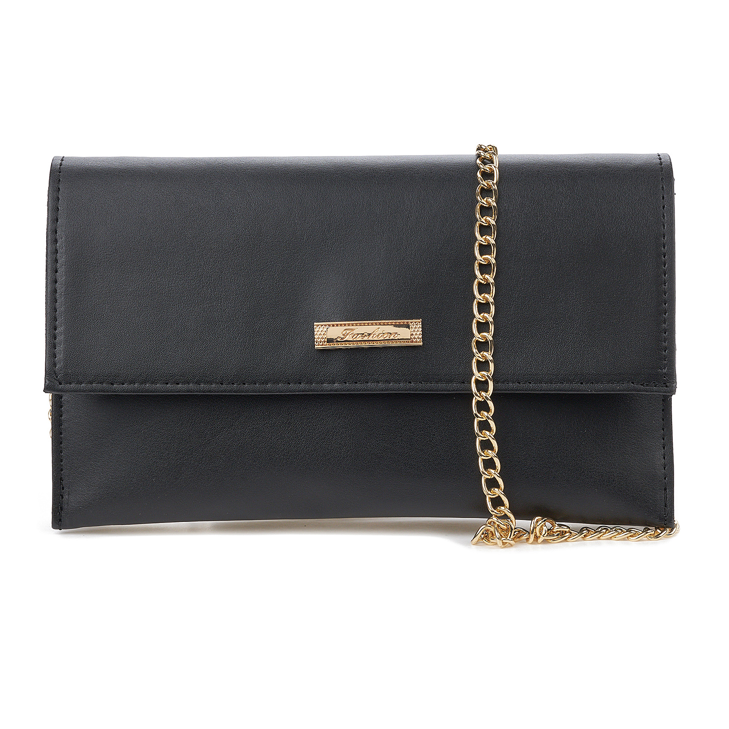 Sequoia Γυναικεία Τσάντα Χιαστί – Φάκελος με Χρυσή Αλυσίδα V-113PU Valencia Μαύρο