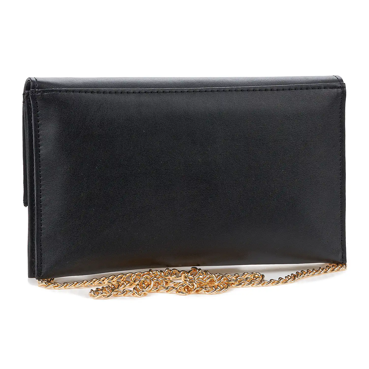 Sequoia Γυναικεία Τσάντα Χιαστί - Φάκελος με Χρυσή Αλυσίδα V-113PU Valencia Μαύρο
