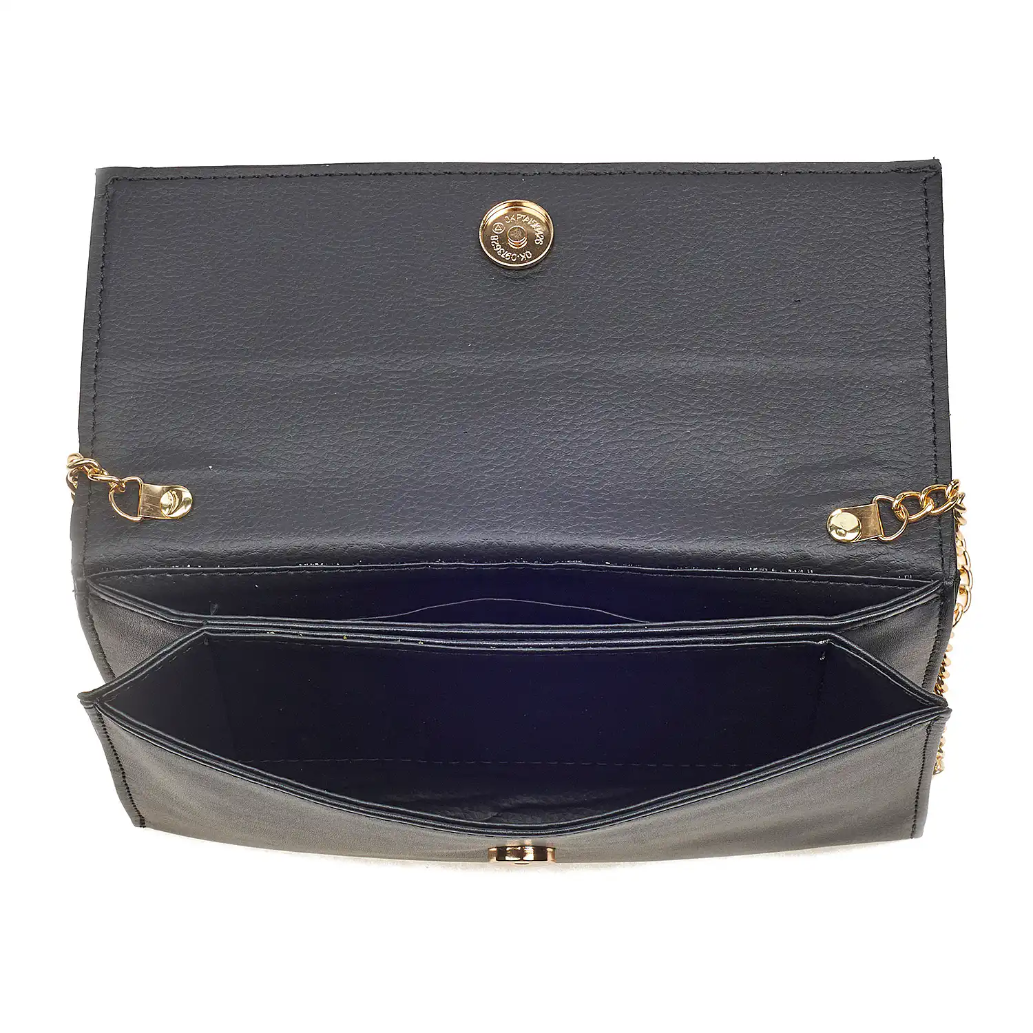 Sequoia Γυναικεία Τσάντα Χιαστί – Φάκελος με Χρυσή Αλυσίδα V-113PU Valencia Μαύρο