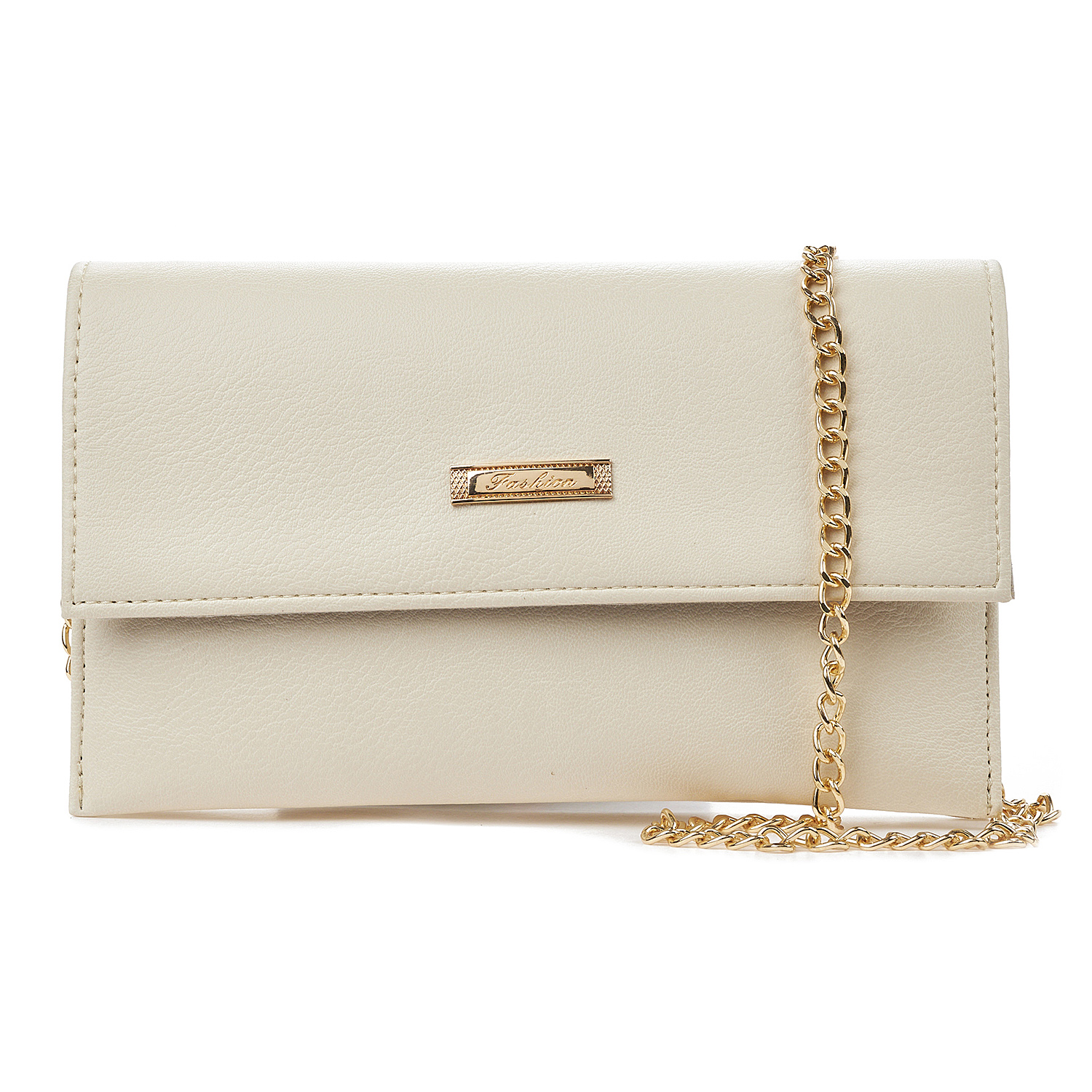Sequoia Γυναικεία Τσάντα Χιαστί – Φάκελος με Χρυσή Αλυσίδα V-113PU Valencia Μπεζ