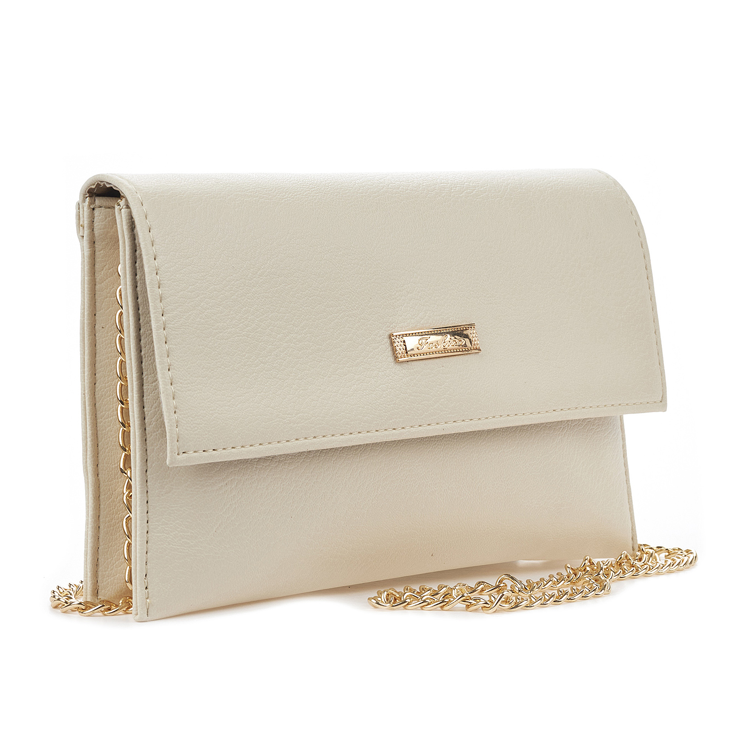 Sequoia Γυναικεία Τσάντα Χιαστί – Φάκελος με Χρυσή Αλυσίδα V-113PU Valencia Μπεζ