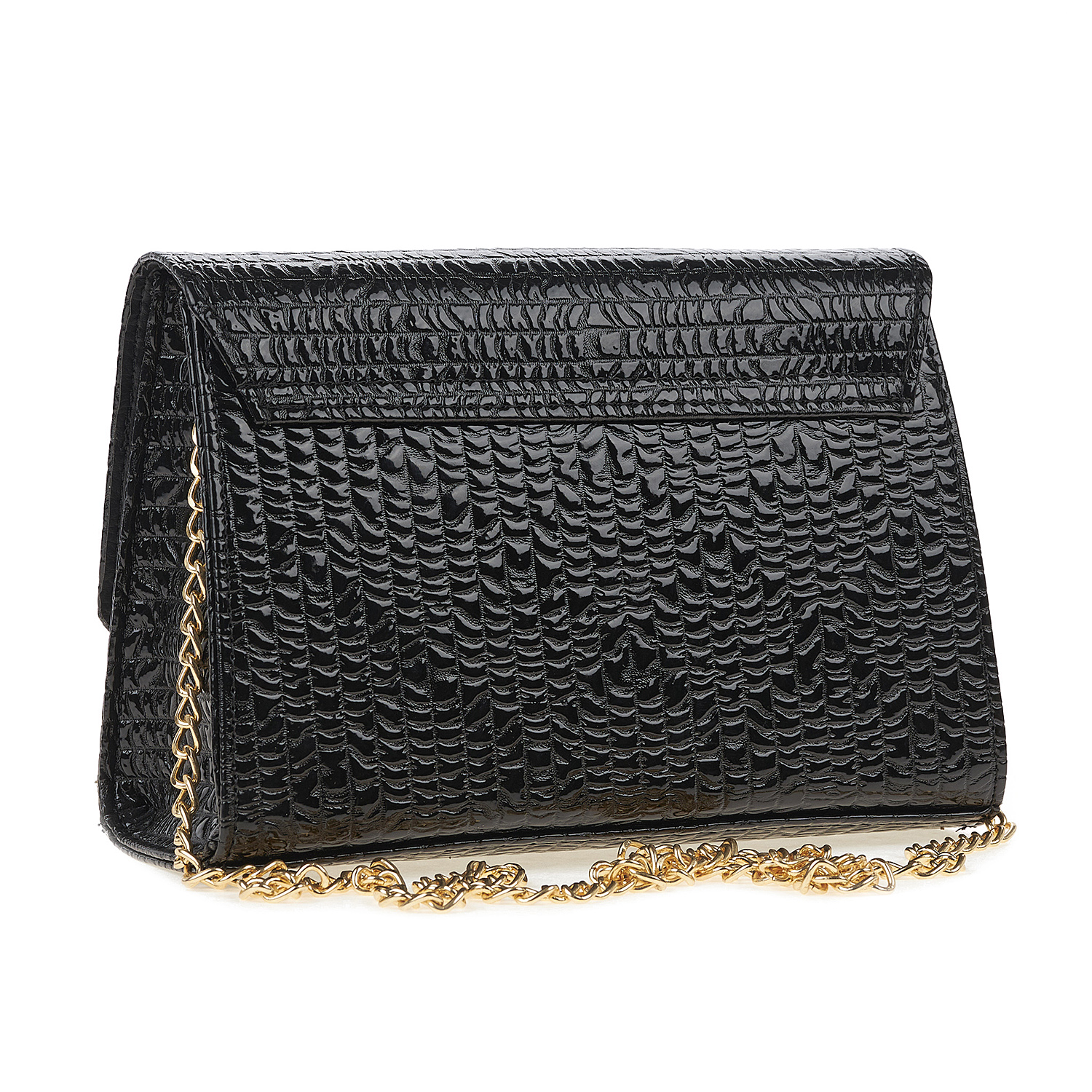 Sequoia Γυναικεία Τσάντα Χιαστί με Ανάγλυφο Μοτίβο και Χρυσή Αλυσίδα V-112BU Μπεζ