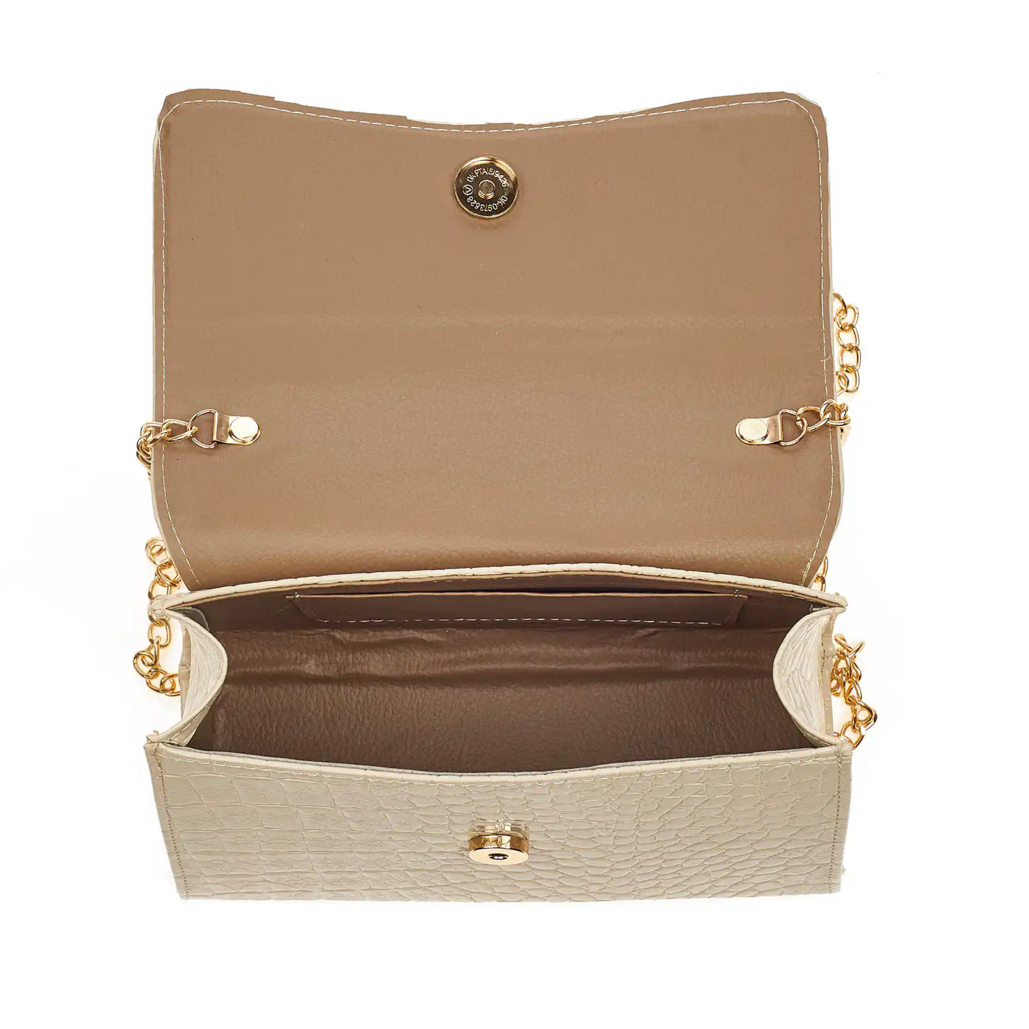 Sequoia Γυναικεία Τσάντα Χιαστί με Ανάγλυφο  Μοτίβο Κροκό και Χρυσή Αλυσίδα V-142CR Μαύρο