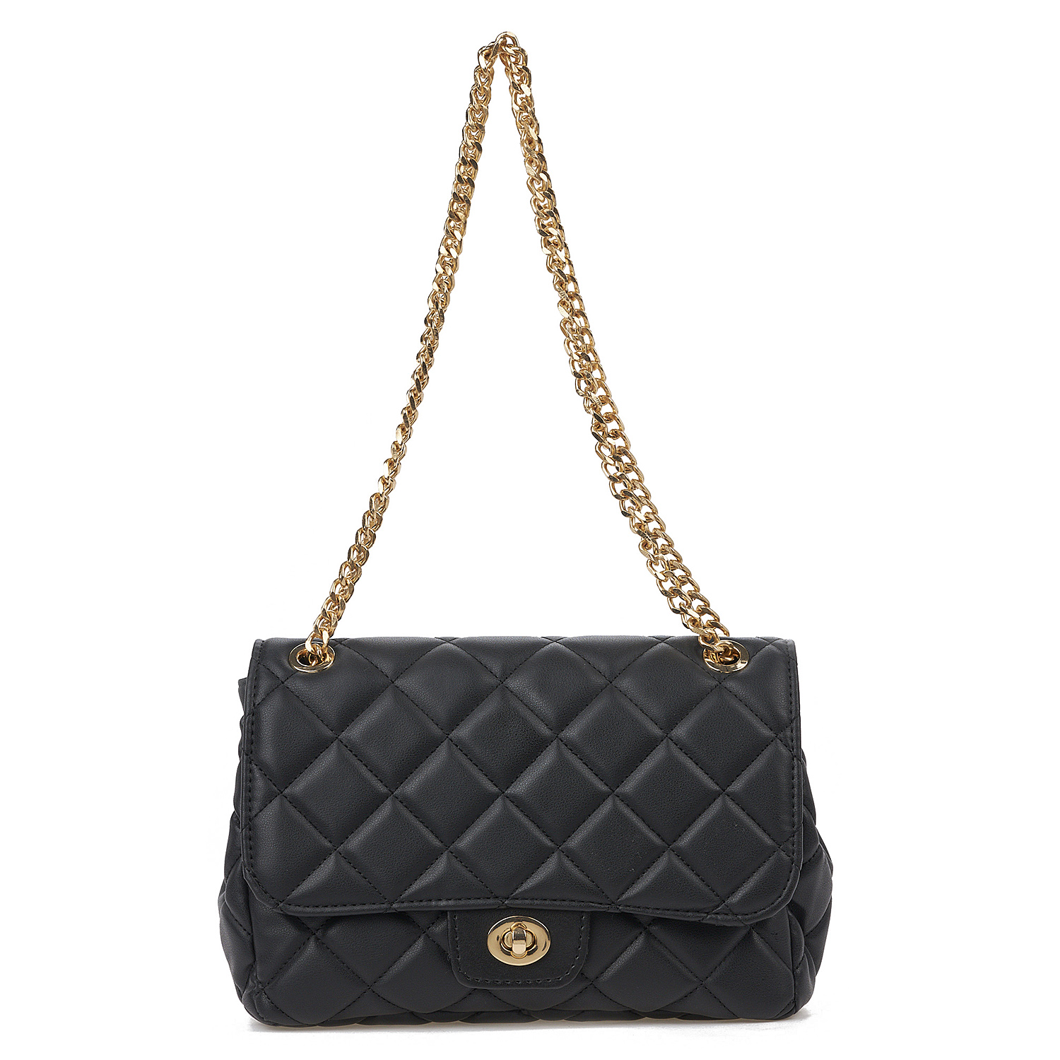 Sequoia Γυναικεία Τσάντα Ώμου με Καπιτονέ Μοτίβο και Χρυσή Αλυσίδα V-828CH Μαύρο Sequoia Γυναικεία Τσάντα Ώμου με Καπιτονέ Μοτίβο και Χρυσή Αλυσίδα V-828CH Μαύρο