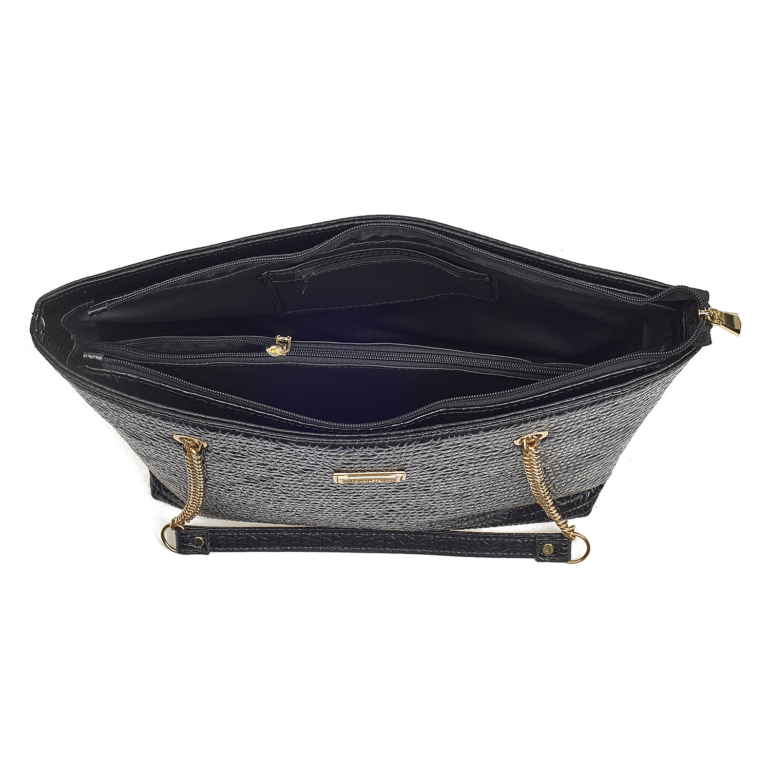 Sequoia Γυναικεία Τσάντα Ώμου (Μεγάλη)  με Ανάγλυφο Μοτίβο και Χρυσή Αλυσίδα V-837BU Μπεζ