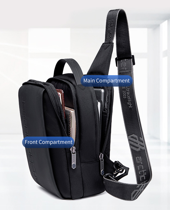 ARCTIC HUNTER τσάντα Crossbody XB00541, με θήκη tablet, 4L, μαύρη