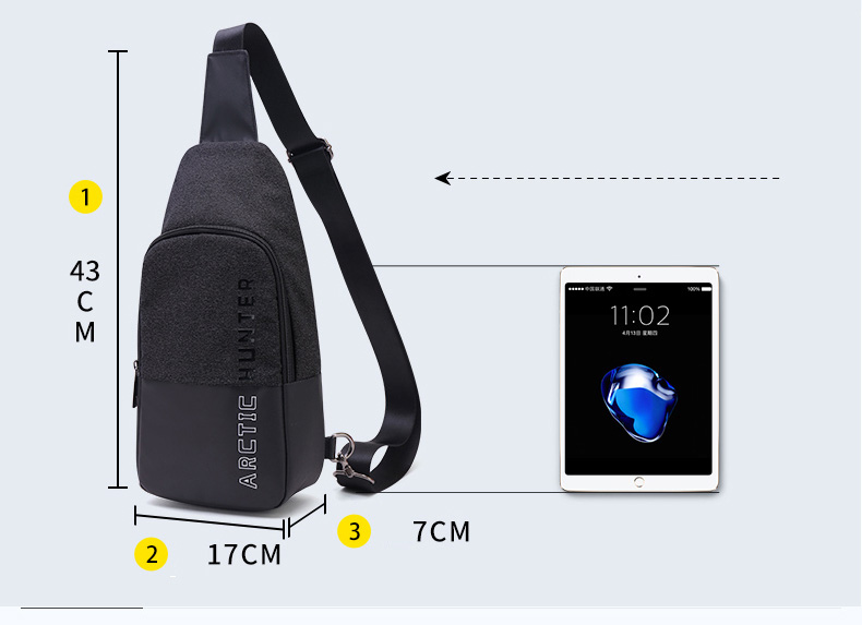 ARCTIC HUNTER τσάντα Crossbody XB0058, 5L, μαύρη