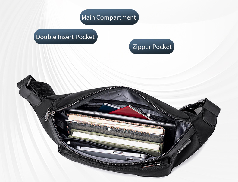 ARCTIC HUNTER τσάντα Crossbody XB00837, 3.5L, μαύρη