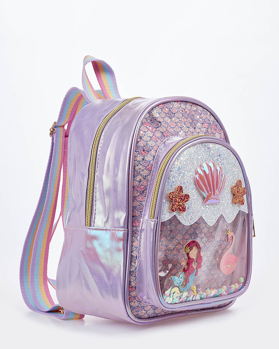 Παιδικό Σακίδιο Πλάτης  – Γοργόνα, Κύκνος & Κοχύλι XK-10004 LILAC